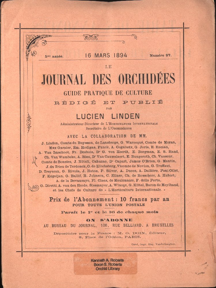 Scan of Journal des Orchidees: Guide Pratique de Culture (1894, selected issues), 1 of 83