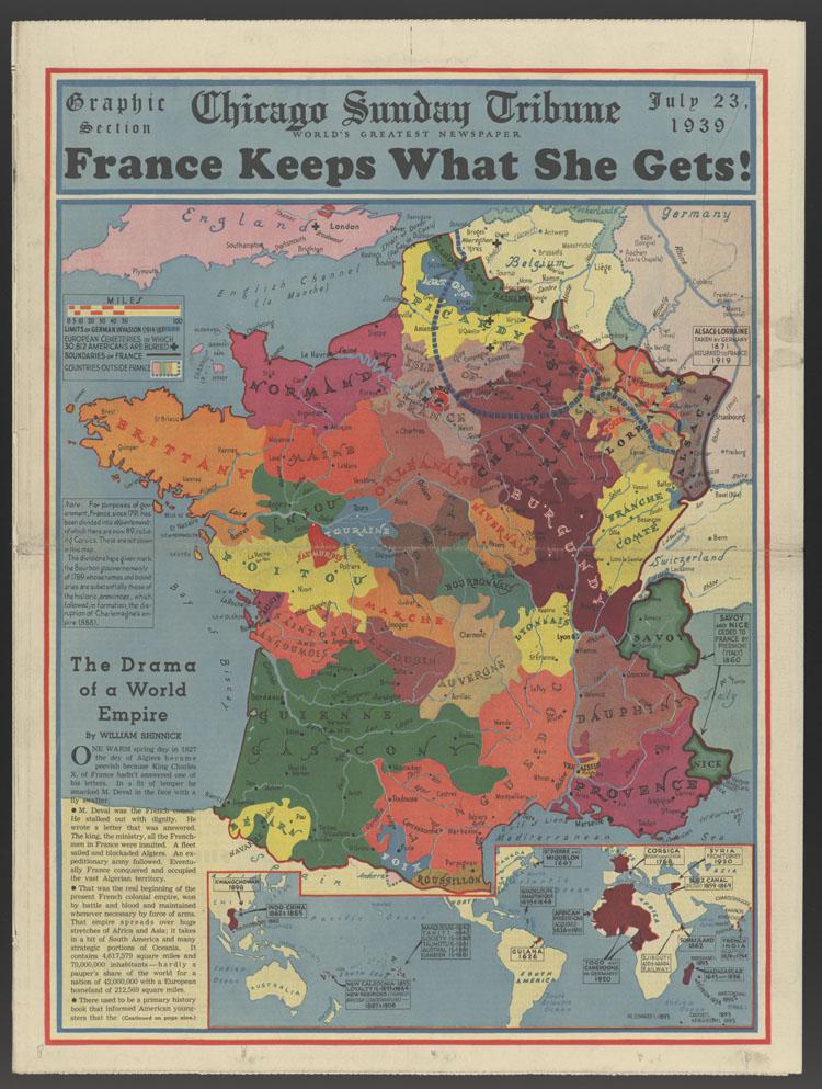 world war 1 map of france. Color map of France in 1939