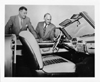 1952 Packard Pan American sports car, view of interior, two men standing at driver