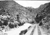 Creek near railroad tracks in Clear Creek Canyon, Colo., at 1909 Glidden Tour