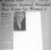 McLaren General Hospital New Name for Women
