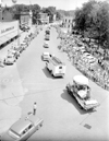 Aerial view of Main St. during parade, July 4, 1955
