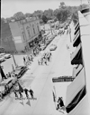 Aerial view of Main St. during parade, July 4, 1955