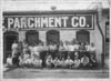 Male and female employees outside Kalamazoo Vegetable Parchment Company