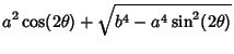 $\displaystyle a^2\cos(2\theta)+\sqrt{b^4-a^4\sin^2(2\theta)}$