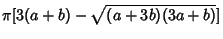 $\displaystyle \pi[3(a+b)-\sqrt{(a+3b)(3a+b)}]$