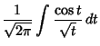 $\displaystyle {1\over\sqrt{2\pi}} \int {\cos t\over\sqrt{t}}\,dt$