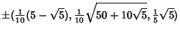 $\displaystyle \pm({\textstyle{1\over 10}}(5-\sqrt{5}), {\textstyle{1\over 10}}\sqrt{50+10\sqrt{5}}, {\textstyle{1\over 5}}\sqrt{5})$