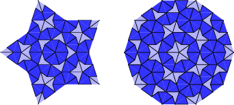 \begin{figure}\begin{center}\BoxedEPSF{penrose_tiles_star3.epsf scaled 500}\hskip0.25in\BoxedEPSF{penrose_tiles_sun3.epsf scaled 500}\end{center}\end{figure}