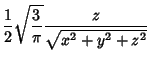 $\displaystyle {1\over 2}\sqrt{3\over\pi} {z\over\sqrt{x^2+y^2+z^2}}$