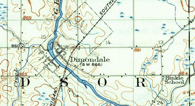 Part of USGS topographic map of the Lansing area, 1912