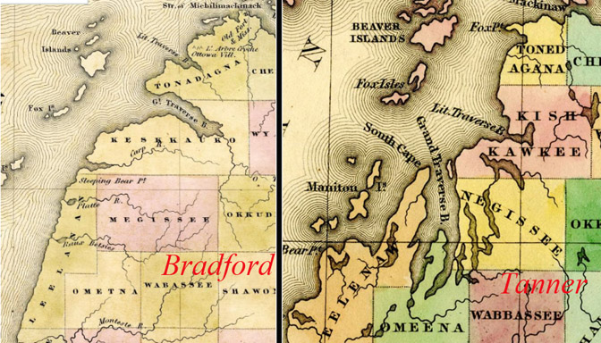 Bradford vs. Tanner, Michigan maps of the 1840s