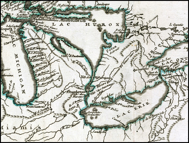 Detail from Vaugondy's 1755 map of Canada