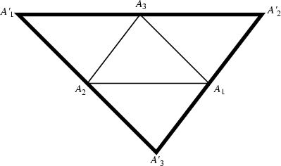 \begin{figure}\begin{center}\BoxedEPSF{anticomplementary_triangle.epsf scaled 810}\end{center}\end{figure}