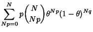 $\displaystyle \sum_{Np=0}^N p{N\choose Np}\theta^{Np}(1-\theta)^{Nq}$