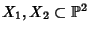 $X_1, X_2\subset\Bbb{P}^2$