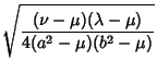 $\displaystyle \sqrt{(\nu-\mu)(\lambda-\mu)\over 4(a^2-\mu)(b^2-\mu)}$