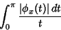 \begin{displaymath}
\int_0^\pi {\vert\phi_x(t)\vert\,dt\over t}
\end{displaymath}