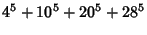 $\displaystyle 4^5+10^5+20^5+ 28^5$