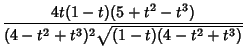 $\displaystyle {4t(1-t)(5+t^2-t^3)\over (4-t^2+t^3)^2\sqrt{(1-t)(4-t^2+t^3)}}$