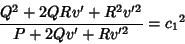 \begin{displaymath}
{Q^2+2QRv'+R^2v'^2\over P+2Qv'+Rv'^2}={c_1}^2
\end{displaymath}