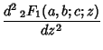 $\displaystyle {d^2\,{}_2F_1(a,b;c;z)\over dz^2}$