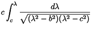 $\displaystyle c\int_c^\lambda {d\lambda\over\sqrt{(\lambda^2-b^2)(\lambda^2-c^2)}}$