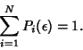 \begin{displaymath}
\sum_{i=1}^N P_i(\epsilon) = 1.
\end{displaymath}