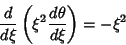 \begin{displaymath}
{d\over d\xi}\left({\xi^2{d\theta\over d\xi}}\right)=-\xi^2
\end{displaymath}