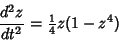 \begin{displaymath}
{d^2z\over dt^2}={\textstyle{1\over 4}}z(1-z^4)
\end{displaymath}