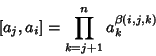 \begin{displaymath}[a_j,a_i]=\prod_{k=j+1}^n a_k^{\beta(i,j,k)}
\end{displaymath}
