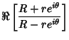 $\displaystyle \Re\left[{R+re^{i\theta}\over R-re^{i\theta}}\right]$