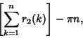 \begin{displaymath}
\left[{\sum_{k=1}^n r_2(k)}\right]-\pi n,
\end{displaymath}
