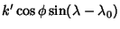 $\displaystyle k'\cos\phi\sin(\lambda-\lambda_0)$