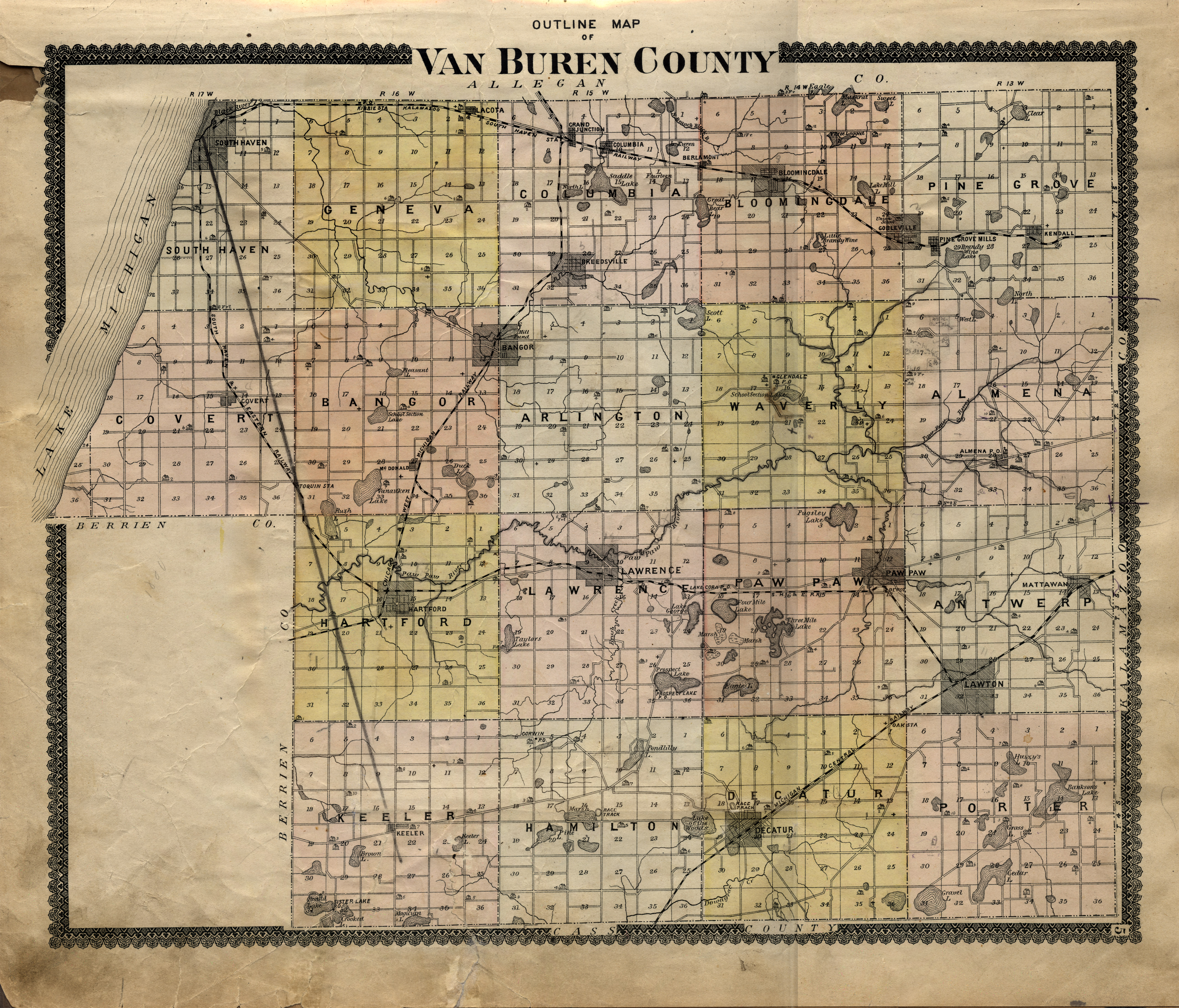 Outline Map Of Van Buren County Scanned Maps Map Library Msu